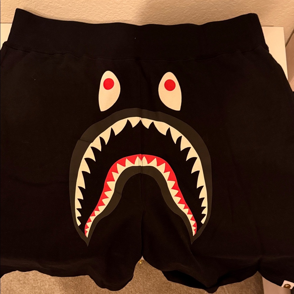 Bape Black Shark Face Athletic Shorts
